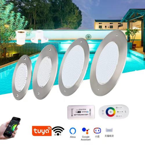 316SS Ultra-thin Resin filled IP68 12W RGB  DC12V Remote  Led Swimming Pool Lights 